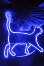 Yürüyen Kedi Silüeti Şeklinde Neon LED Aydınlatma Işıklı Tablo Duvar Dekorasyon