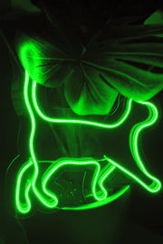 Yürüyen Kedi Silüeti Şeklinde Neon LED Aydınlatma Işıklı Tablo Duvar Dekorasyon