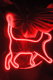 Yürüyen Kedi Silüeti Şeklinde Neon LED Aydınlatma Işıklı Tablo Duvar Dekorasyon