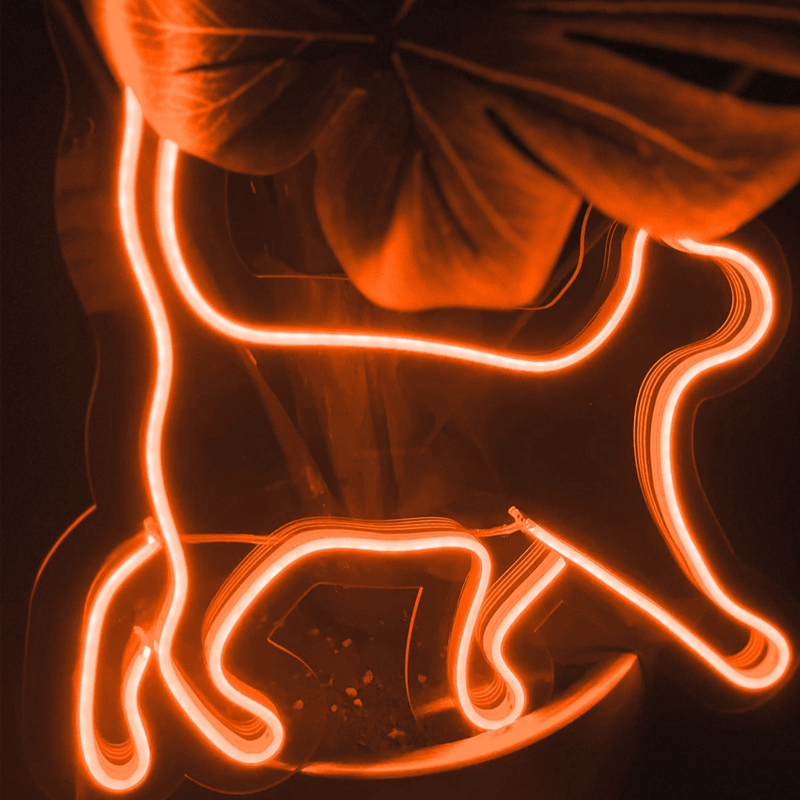 Yürüyen Kedi Silüeti Şeklinde Neon Led Işıklı Tablo Duvar Dekorasyon Bonvagon