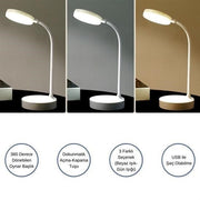 Yuvarlak Dokunmatik 3 Kademeli USB Şarjlı 360 Derece LED Masa Lambası Bonvagon