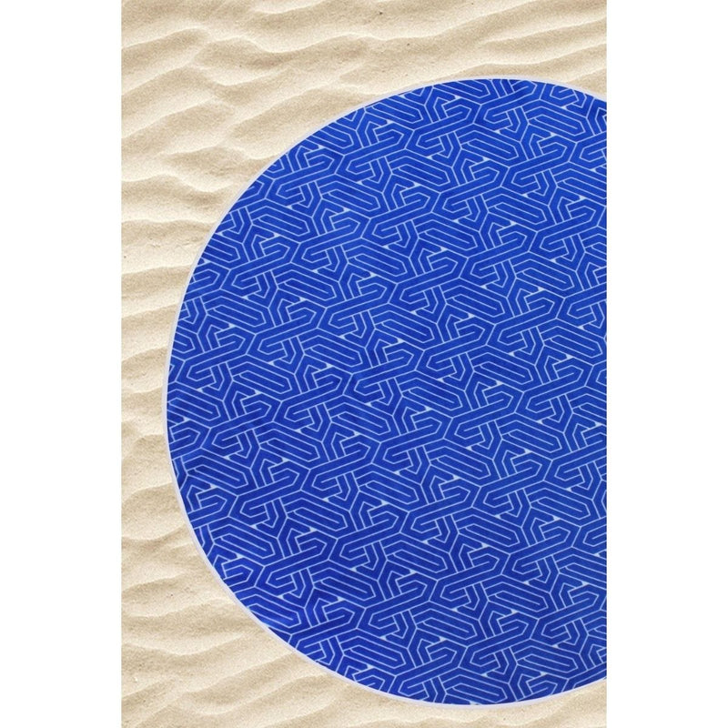 Yuvarlak Kadife Plaj Havlusu Açık Mavi 140cm Bonvagon