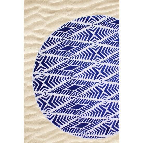 Yuvarlak Kadife Plaj Havlusu Lacivert Beyaz 140cm Bonvagon