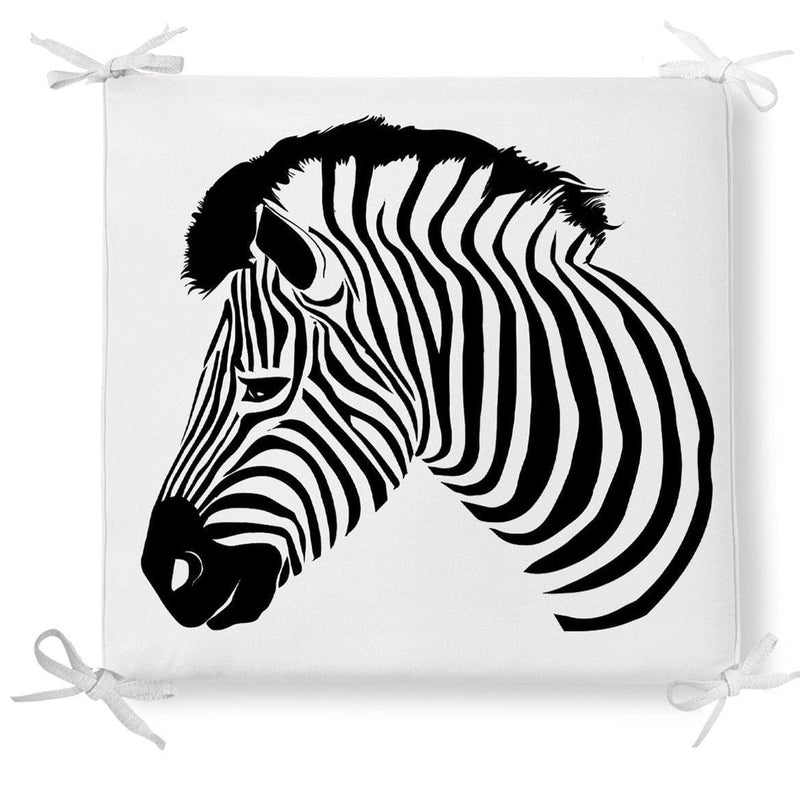 Zebra Desen Dekoratif Kare Sandalye Minderi 40x40cm Fermuarlı Bonvagon
