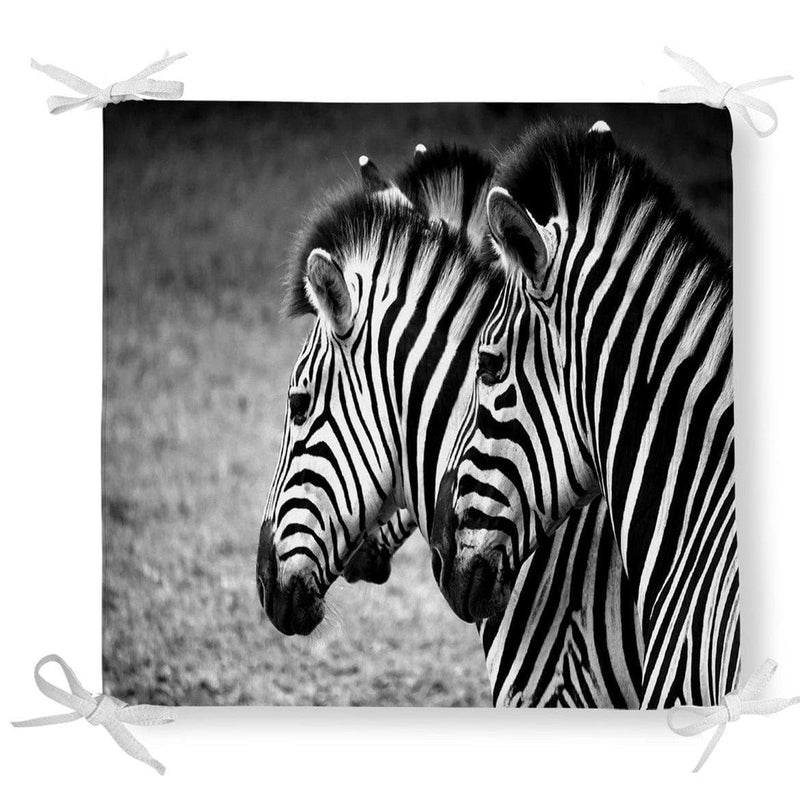 Zebra Desenli Dekoratif Kare Sandalye Minderi 40x40cm Fermuarlı Bonvagon