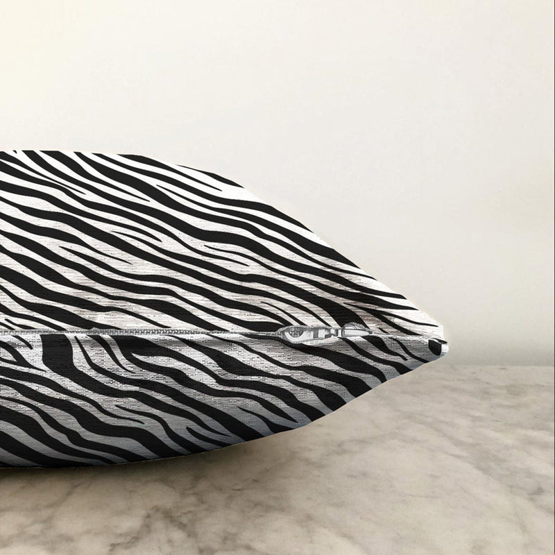 Zebra Desenli Dijital Baskılı Modern Raşel Kadife Yastık Kırlent Kılıfı Bonvagon