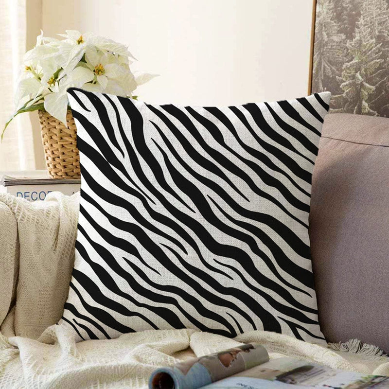 Zebra Desenli Dijital Baskılı Modern Raşel Kadife Yastık Kırlent Kılıfı Bonvagon