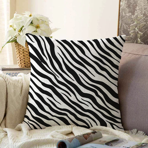 Zebra Desenli Dijital Baskılı Modern Raşel Kadife Yastık Kırlent Kılıfı Bonvagon