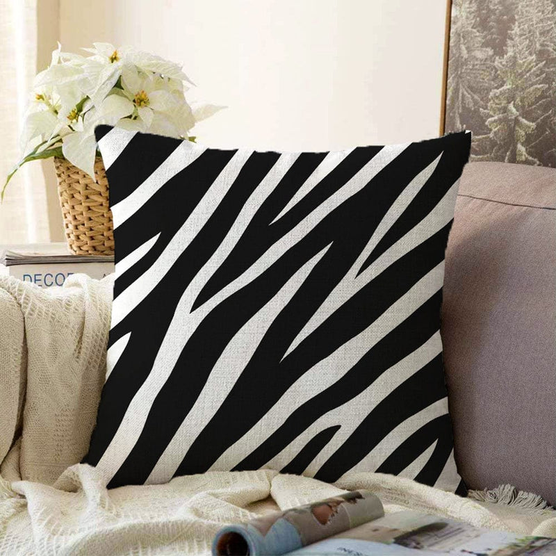 Zebra Desenli Modern Raşel Kadife Yastık Kırlent Kılıfı Bonvagon