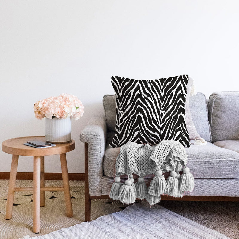 Zebra Desenli Özel Tasarım Dijital Baskılı Modern Şönil Yastık Kırlent Kılıfı Bonvagon