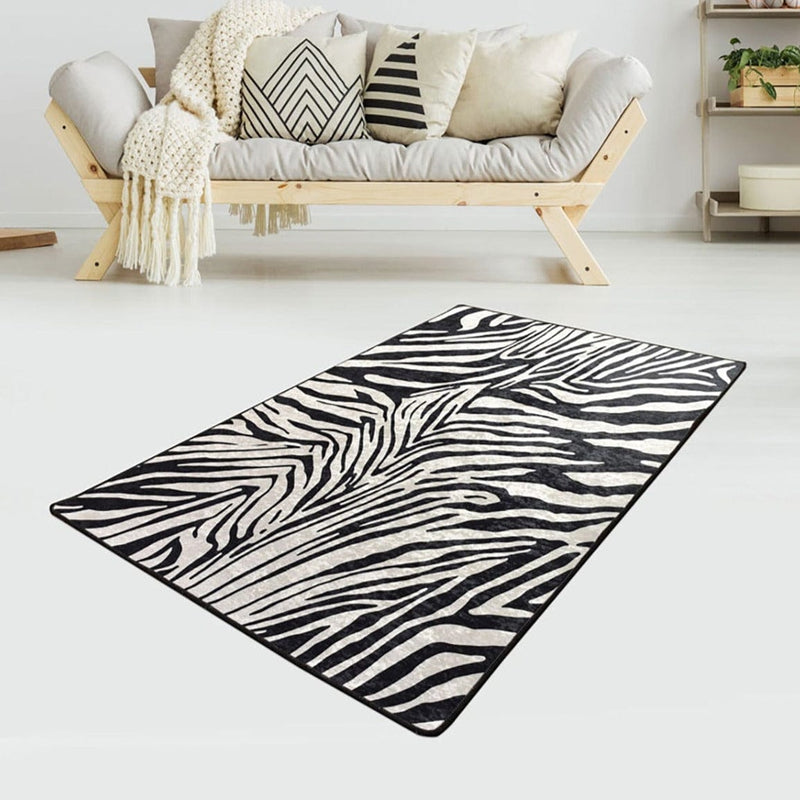 Zebra Dijital Baskılı Halı, Kaymaz Taban, Yıkanabilir Bonvagon