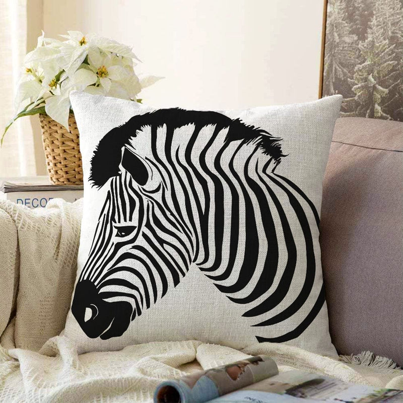 Zebra Dijital Baskılı Modern Raşel Kadife Yastık Kırlent Kılıfı Bonvagon