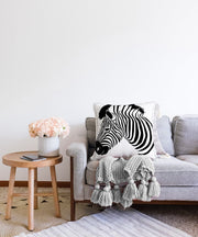 Zebra Dijital Baskılı Modern Raşel Kadife Yastık Kırlent Kılıfı Bonvagon