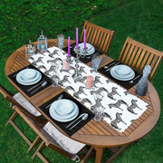 Zebra Tasarımlı Dijital Baskılı 1 Adet Runner & 4 Adet Yeşil Renkli Amerikan Servis Bonvagon