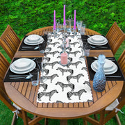 Zebra Tasarımlı Dijital Baskılı 1 Adet Runner & 4 Adet Yeşil Renkli Amerikan Servis Bonvagon