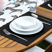 Zebra Tasarımlı Dijital Baskılı 1 Adet Runner & 4 Adet Yeşil Renkli Amerikan Servis Bonvagon