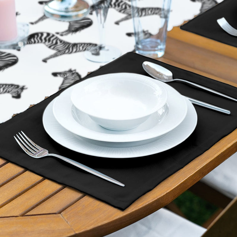 Zebra Tasarımlı Dijital Baskılı 1 Adet Runner & 4 Adet Yeşil Renkli Amerikan Servis Bonvagon