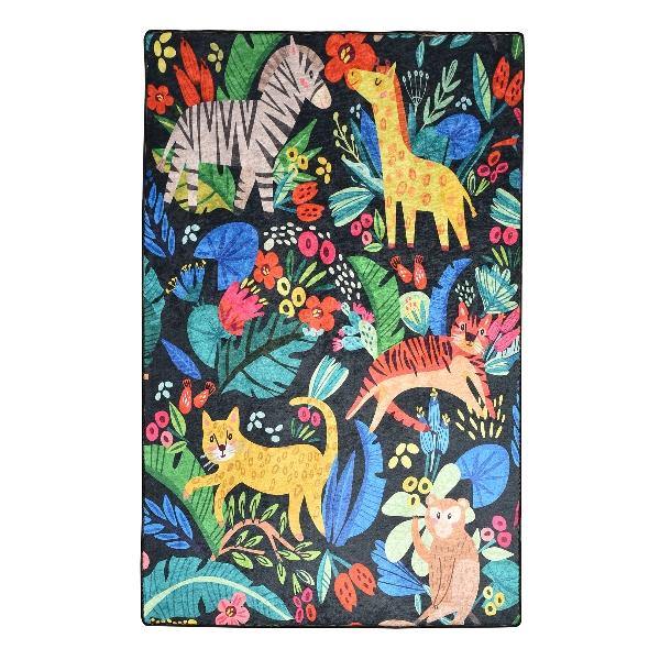 Zoo Yıkanabilir Antibakteriyel Çocuk Halısı, Kaymaz Taban, Yıkanabilir Bonvagon