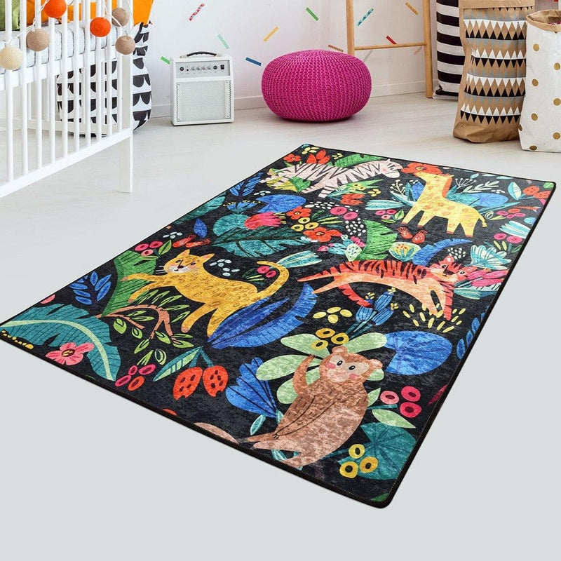 Zoo Yıkanabilir Antibakteriyel Çocuk Halısı, Kaymaz Taban, Yıkanabilir Bonvagon