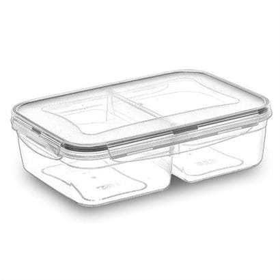 2 Bölmeli Sızdırmaz Contalı Kilitli Kapaklı 1 Litre Erzak Saklama Kabı -LC505 Bonvagon