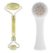 2li Set Çift Taraflı Cilt Temizleme Fırçası ve Yeşim Taşı Çift Taraflı Cilt Masaj Aleti Bonvagon