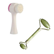 2li Set Çift Taraflı Cilt Temizleme Fırçası ve Yeşim Taşı Çift Taraflı Cilt Masaj Aleti Bonvagon