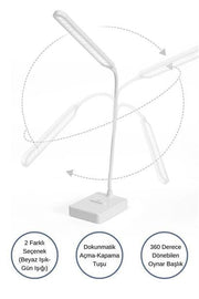 İnce Uzun USBli Dokunmatik 3 Kademeli 360 Derece Özel Göz Korumalı led Lityum Masa Lambası Bonvagon