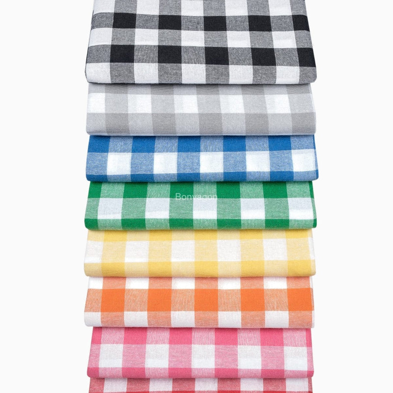 Kareli Masa Örtüsü %100 Pamuk 2 Farklı Ölçüde Sarı Beyaz Bonvagon