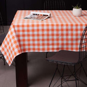 Kareli Masa Örtüsü %100 Pamuk 2 Farklı Ölçüde Turuncu Beyaz Bonvagon